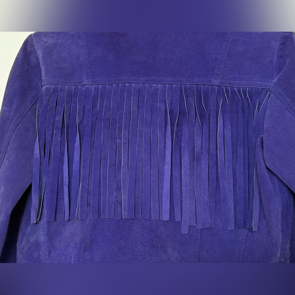 Staring at Stars Genuine Royal Purple Leather Suede Collared Jacket Size Small - Picture 8 of 13